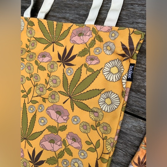Retro cannabis hemp canvas tote bag by Solstice Intimates - Picture 2 of 4